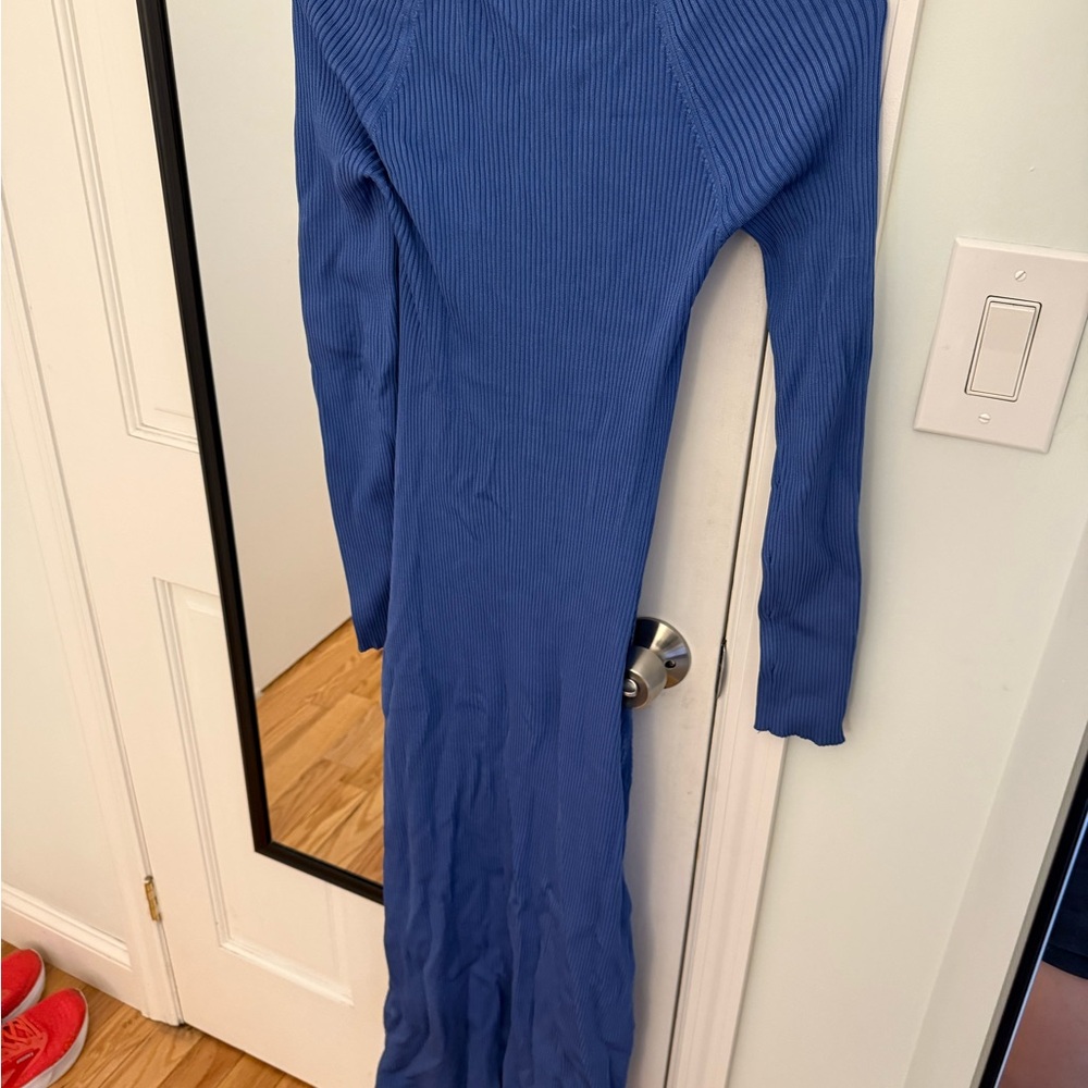 Cult Gaia Blue Long Sleeve Bodycon Dress Sweetheart Neckline - Picture 4 of 7